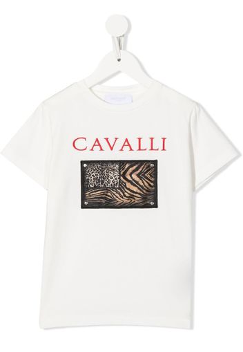 Roberto Cavalli Junior T-shirt con applicazione Animalier - Bianco