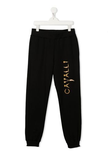 Roberto Cavalli Junior Joggers Tiger-Tooh con logo - Nero