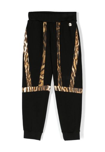 Roberto Cavalli Junior Pantaloni sportivi con inserti leopardati - Nero