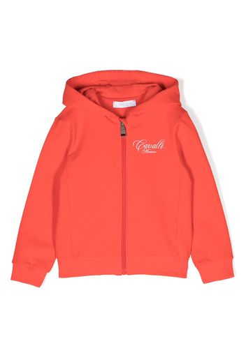 Roberto Cavalli Junior logo-print zip-up hoodie - Rosso