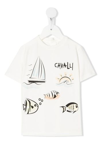 Roberto Cavalli Junior T-shirt con stampa - Bianco