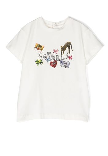 Roberto Cavalli Junior graphic-print cotton T-shirt - Bianco