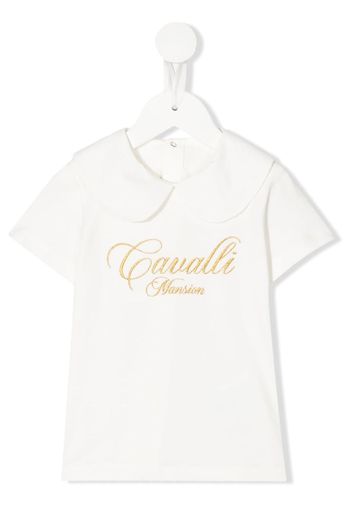 Roberto Cavalli Junior T-shirt con colletto alla Peter Pan - Bianco