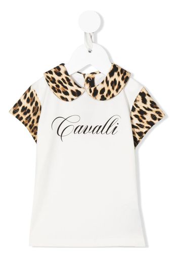 Roberto Cavalli Junior T-shirt leopardata - Bianco