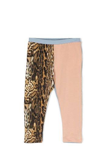 Roberto Cavalli Junior embroidered-logo contrasting panel leggings - Blu