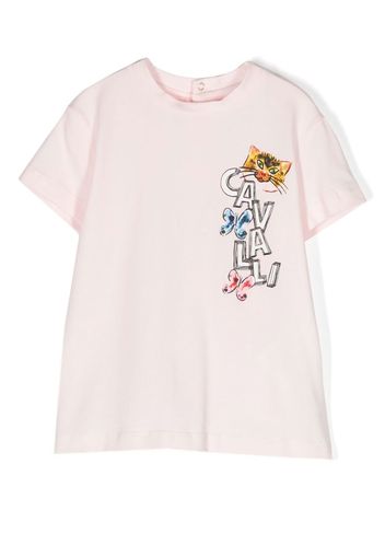 Roberto Cavalli Junior graphic-print cotton T-shirt - Rosa