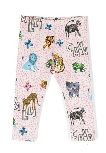 Roberto Cavalli Junior graphic-print cotton leggings - Rosa