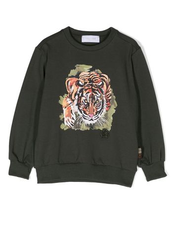 Roberto Cavalli Junior graphic-print embroidered-logo sweatshirt - Verde