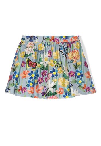 Roberto Cavalli Junior floral-print skater skirt - Blu