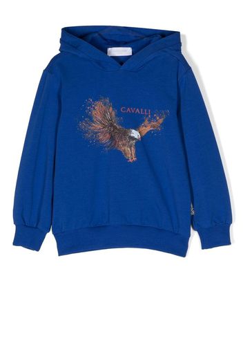 Roberto Cavalli Junior graphic-print cotton hoodie - Blu