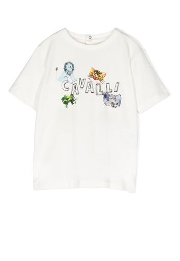 Roberto Cavalli Junior logo-print short-sleeve T-shirt - Bianco