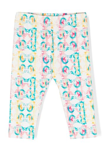 Roberto Cavalli Junior Leggings color-block con stampa monogramma - Verde