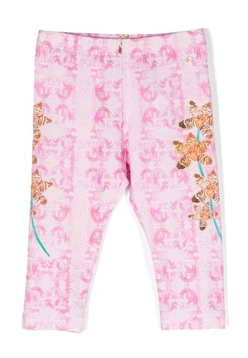 Roberto Cavalli Junior Leggings con stampa monogramma - Rosa