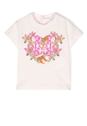 Roberto Cavalli Junior T-shirt con stampa tigri - Rosa