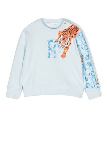 Roberto Cavalli Junior Felpa con stampa Tiger - Blu