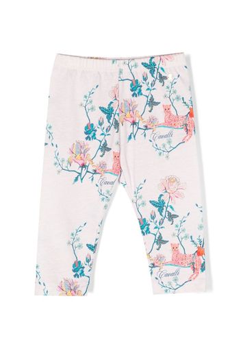 Roberto Cavalli Junior graphic-print cotton leggings - Bianco