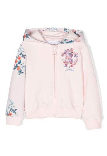 Roberto Cavalli Junior floral monogram-print hoodie - Rosa