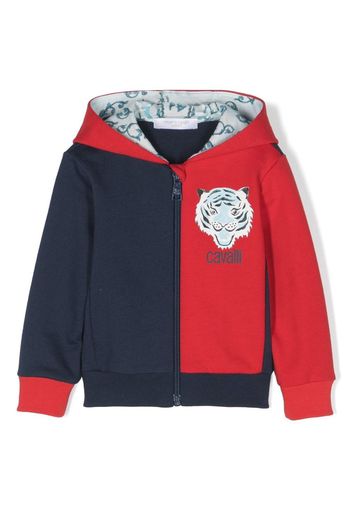 Roberto Cavalli Junior colour-block zip-up hoodie - Blu