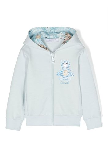 Roberto Cavalli Junior bear-print zip-up hoodie - Verde