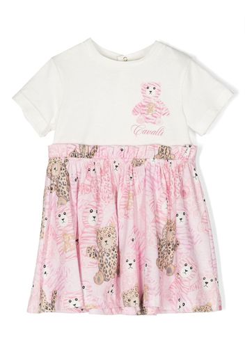 Roberto Cavalli Junior teddy-bear print cotton dress - Bianco