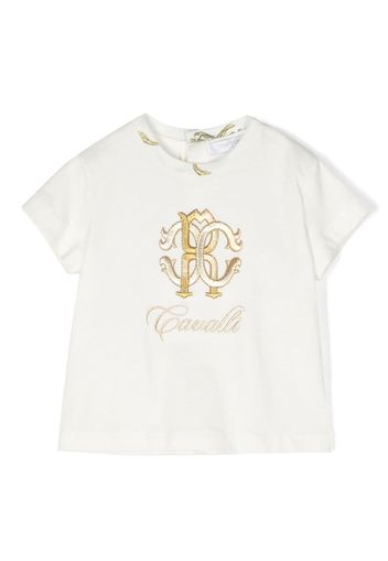 Roberto Cavalli Junior Monogram-patch T-shirt - Bianco