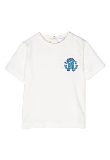 Roberto Cavalli Junior monogram-embroidered cotton T-shirt - 00005