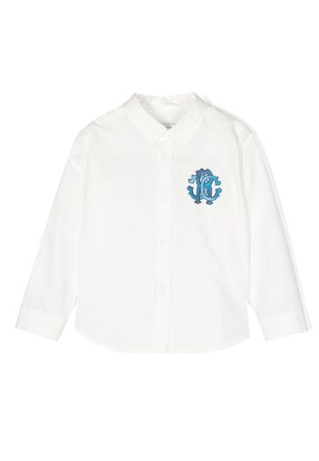 Roberto Cavalli Junior embroidered-logo long-sleeve shirt - Bianco