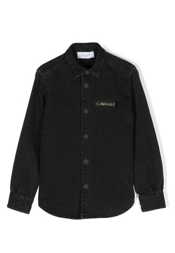 Roberto Cavalli Junior Camicia con placca logo - Nero