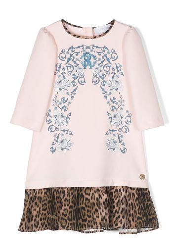 Roberto Cavalli Junior Abito midi con ruches - Rosa