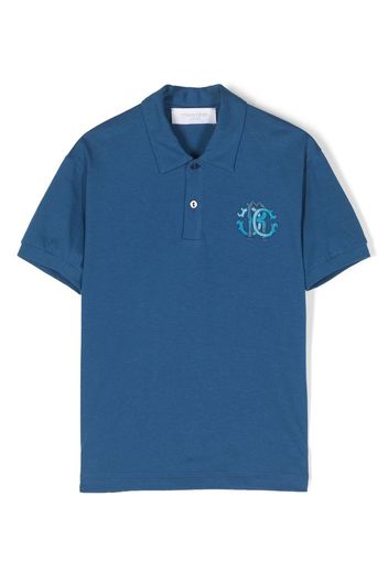 Roberto Cavalli Junior Polo con ricamo - Blu