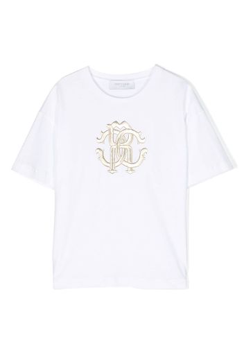 Roberto Cavalli Junior T-shirt con ricamo - Bianco