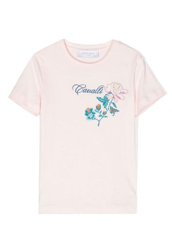 Roberto Cavalli Junior T-shirt con ricamo - Rosa