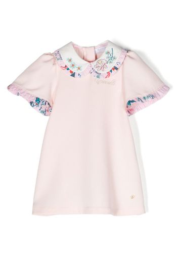 Roberto Cavalli Junior embroidered-collar short-sleeve dress - Rosa