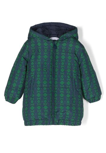 Roberto Cavalli Junior Cappotto imbottito con logo jacquard - Verde