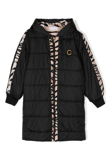 Roberto Cavalli Junior logo-embroidered padded coat - Nero