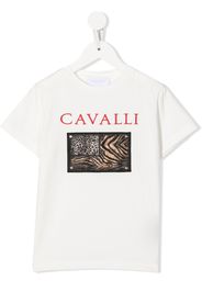 Roberto Cavalli Junior T-shirt con applicazione Animalier - Bianco