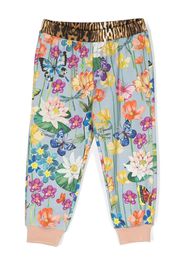 Roberto Cavalli Junior floral-print cotton trackpants - Blu