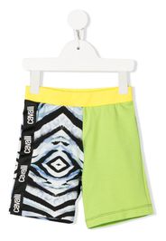 Roberto Cavalli Junior Shorts con design color-block - Verde