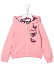 Roberto Cavalli Junior butterfly appliqué zip-up hoodie - Rosa