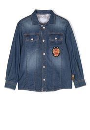 Roberto Cavalli Junior logo-patch denim shirt - Blu