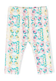 Roberto Cavalli Junior Leggings color-block con stampa monogramma - Verde