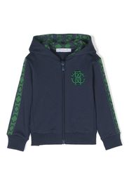 Roberto Cavalli Junior monogram-tape zip-up hoodie - Blu