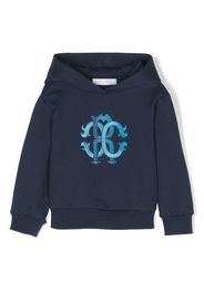 Roberto Cavalli Junior monogram-embroidered rib-trimmed hoodie - 04926