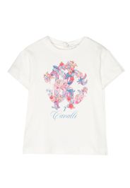 Roberto Cavalli Junior monogram-print cotton T-shirt - Bianco