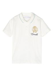 Roberto Cavalli Junior monogram-patch polo shirt - Bianco