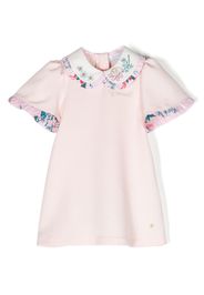 Roberto Cavalli Junior embroidered-collar short-sleeve dress - Rosa