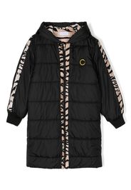 Roberto Cavalli Junior logo-embroidered padded coat - Nero