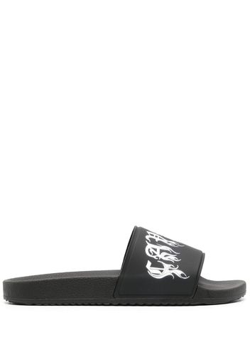 Roberto Cavalli Sandali slides con stampa - Nero