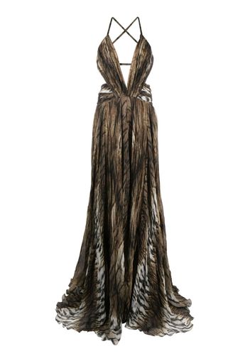 Roberto Cavalli deep V-neck maxi dress - Marrone