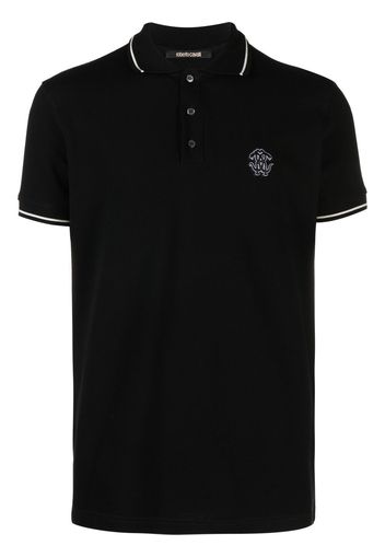 Roberto Cavalli Polo con ricamo Mirror Snake - Nero